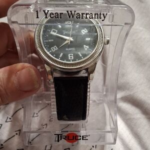Truce Classic Silver and Black Quartz Watch